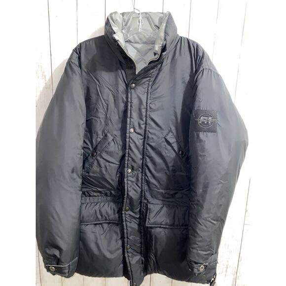 Vtg 90s Men's Polo Sport Reversible Down Full Zip Coat Black And